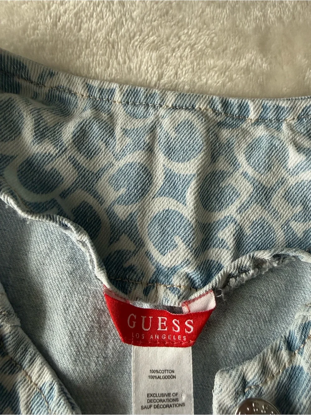 GUESS Light Blue Logo Denim Vest & Shorts Set for girls